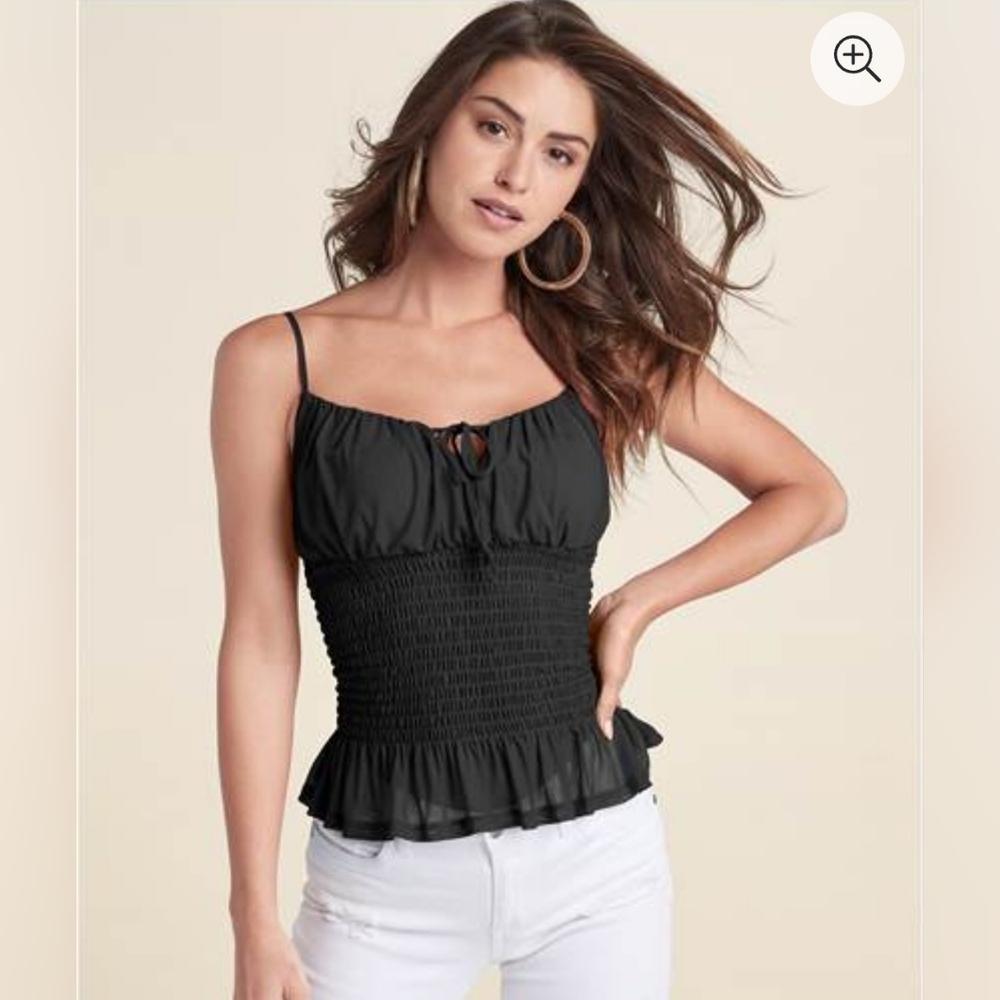 Smocked Mesh Top